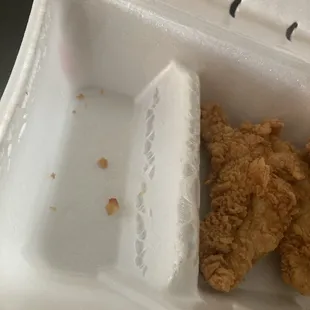 Hey canes! How about switching to paper boxes because this is gross and there&apos;s melted styrofoam on my chicken.