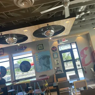 Cool lobby with disco balls