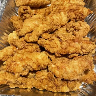 a tray of fried chicken