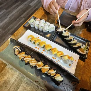 Black Monster Roll Shrimp Tempura Roll California Roll Chili Mango Roll