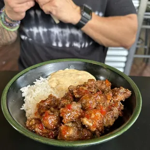 Sweet chili karaage rice bowl