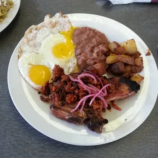 Pork Chop and Eggs Breakfast Plate