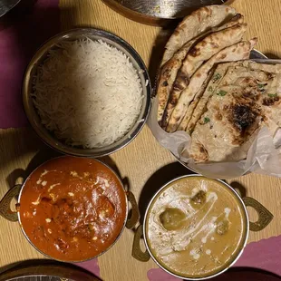 Chicken Tikka and Malai Kofta with Garlic Naan