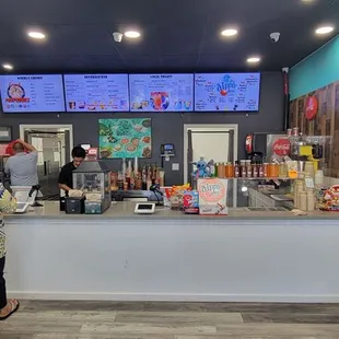 Counter and snack selections.
