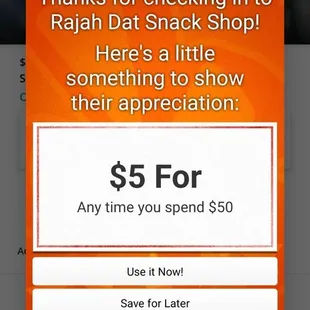 Remember to use the Yelp check-in offer!