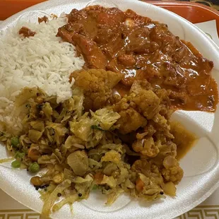 Butter Chicken Curry, cauliflower, cabbage. Mmm!