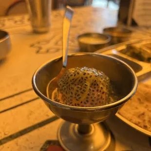 a bowl of food on a table
