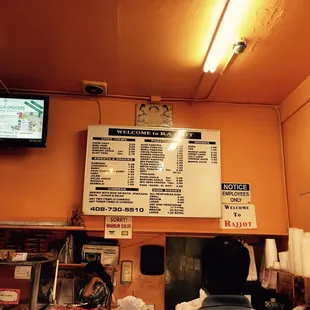 Latest menu on the board