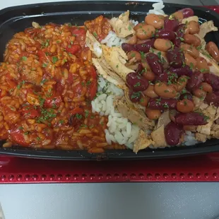 a plate of beans and rice