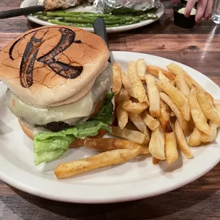 Rake&apos;s burger with fries