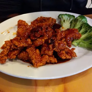 Spicy crispy chicken $11.95. My son said it&apos;s not hot spicy.
