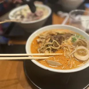 Akasaka K-Town Kimchee Ramen with extra egg and added spicy miso