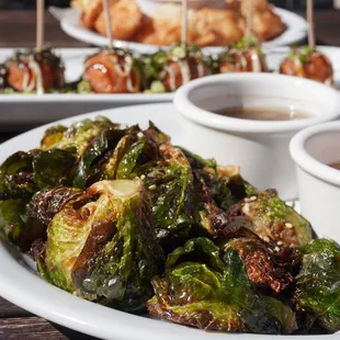 Hot Brussels Sprouts Salad come with piping hot, deep-fried brussels sprouts!