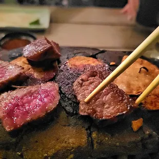 A5 Wagyu cooked on hot stone