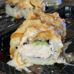 Baked salmon roll, I think...? Didn't really see the salmon, just the thick layer of fried rice around it.