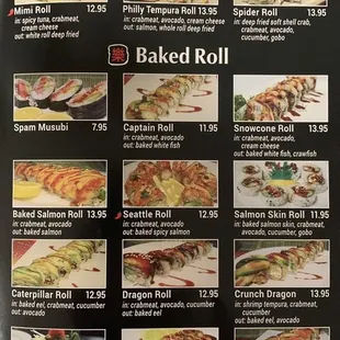Sushi menu