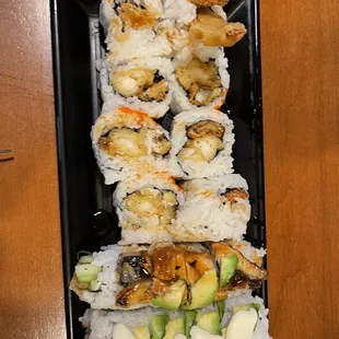 a plate of sushi on a table