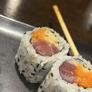 This was one of the spicy tuna with crunch rolls