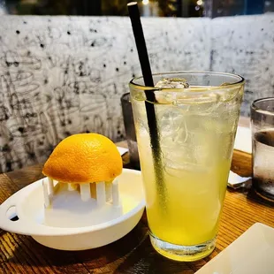 And a drink with fresh squeeze-it-yourself orange juice
