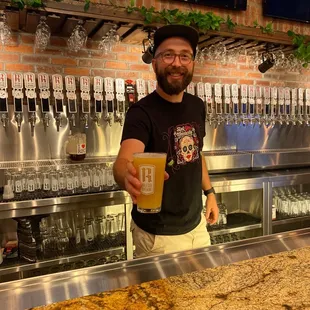 Beer tender tending bar