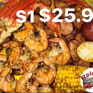 December Special S1 $25.99
1/2LB Snow Crab Leg
1/2LB Headless Shrimp
1/2LB Sausage
1 Corn
1 Egg
1 Potato 

Ends by 12/31/23