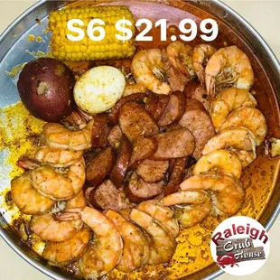 December Special S6 $21.99

1LB Headless Shrimp
1/2LB sausage 
1 Corn
1 Potato
1 Egg