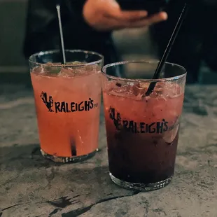 two drinks on a table