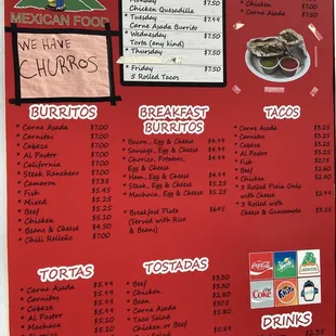 a menu for a restaurant