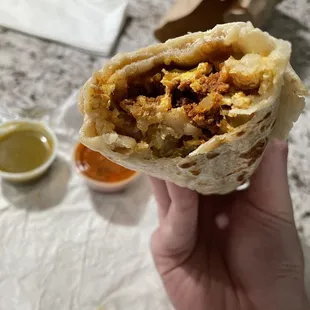 Packed breakfast burrito