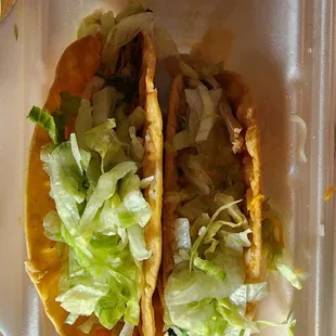 Two orders of Shredded Chicken Tacos (1 taco per order)