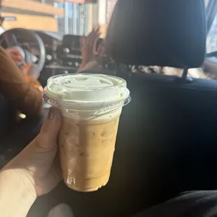 Iced almond milk latte with sugar free vanilla could foam! 10/10