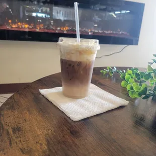 White Mocha machiato worth coconut cold foam=delicious... oh added a shot of Baileys