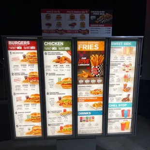 Menu board at walk-up window