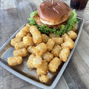 Buffalo Chicken Sandwich (grilled) with Side Tater Tots