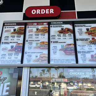 a menu for a fast food restaurant