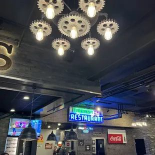 Dining room view (check out the cool lights)