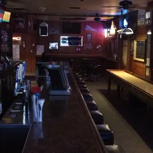 a bar with a long table