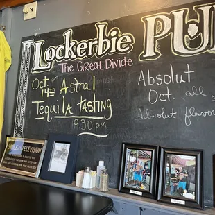 a blackboard with a menu on it