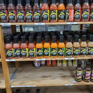 a variety of sauces and condiments