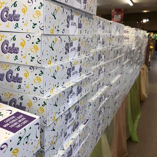 a large stack of boxes