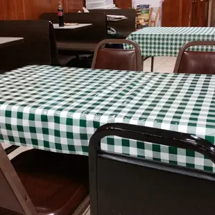 tables and chairs in a restaurant
