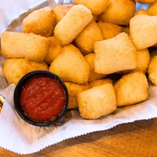 a basket of tater tots