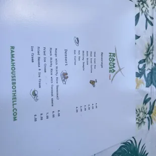 a menu on a table