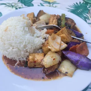 Spicy Eggplant with Tofu Lunch