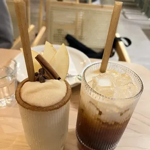 Thai tea and apple cider cinnamon slushie