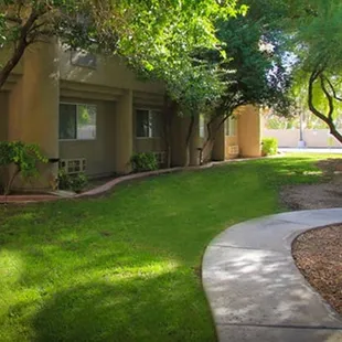 Walkway between the three separate buildings