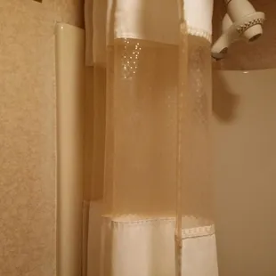 we didn't open the shower curtain, it's moldy and stained. shower desperately need cleaned