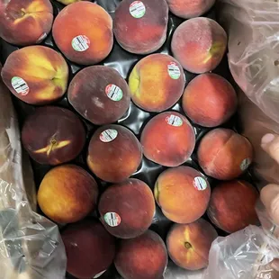 peaches in plastic bags