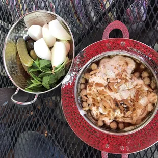 a bowl of food and a bowl of soup