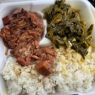 Jackfruit, greens and rice